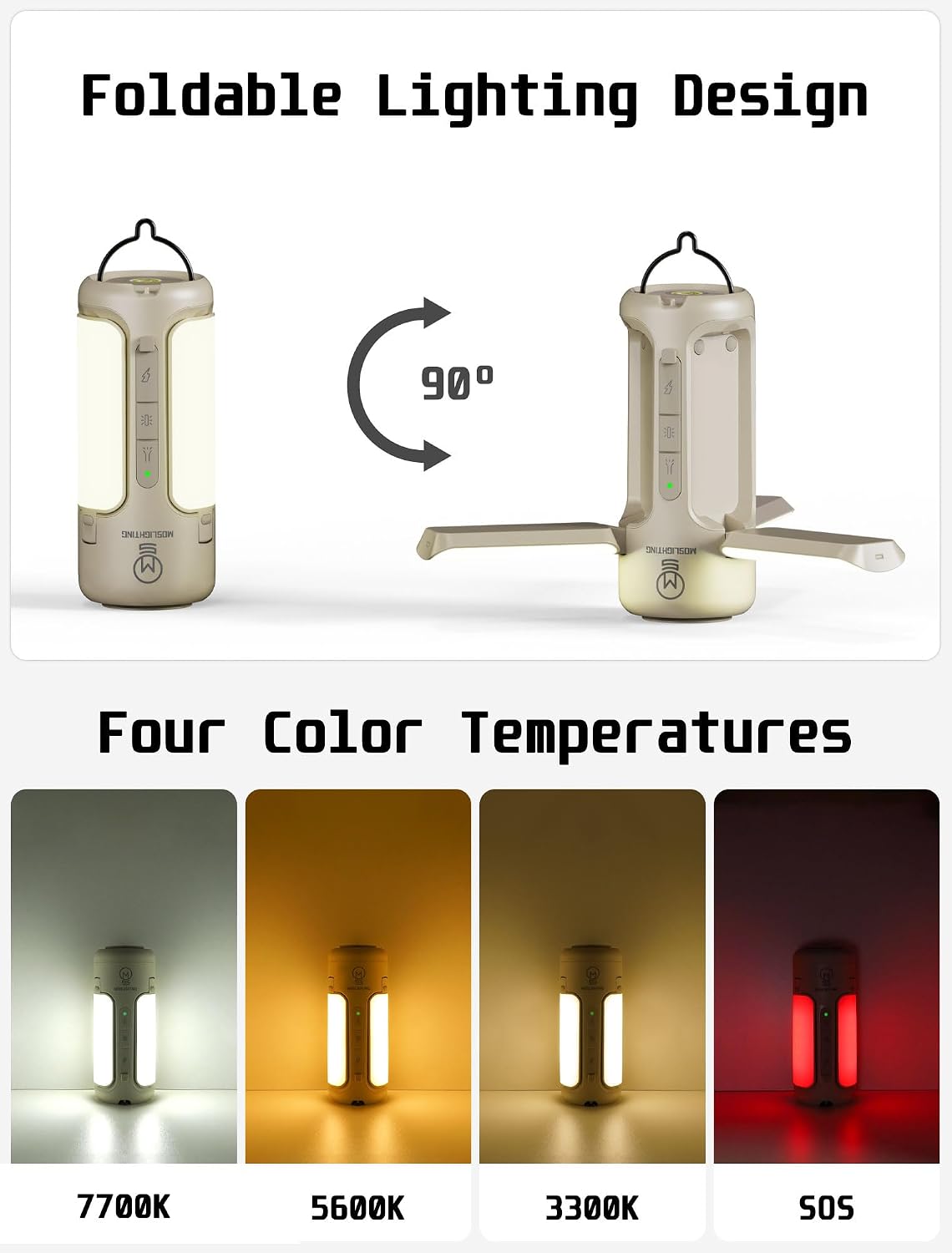 4 in 1 Rechargeable Camping Lantern with Bluetooth Speaker, 10000mAh, Portable LED Flashlight, Folding Lanterns, IP54 Waterproof, 4 Mode Stepless dimming, Power Outage Lantern for Home