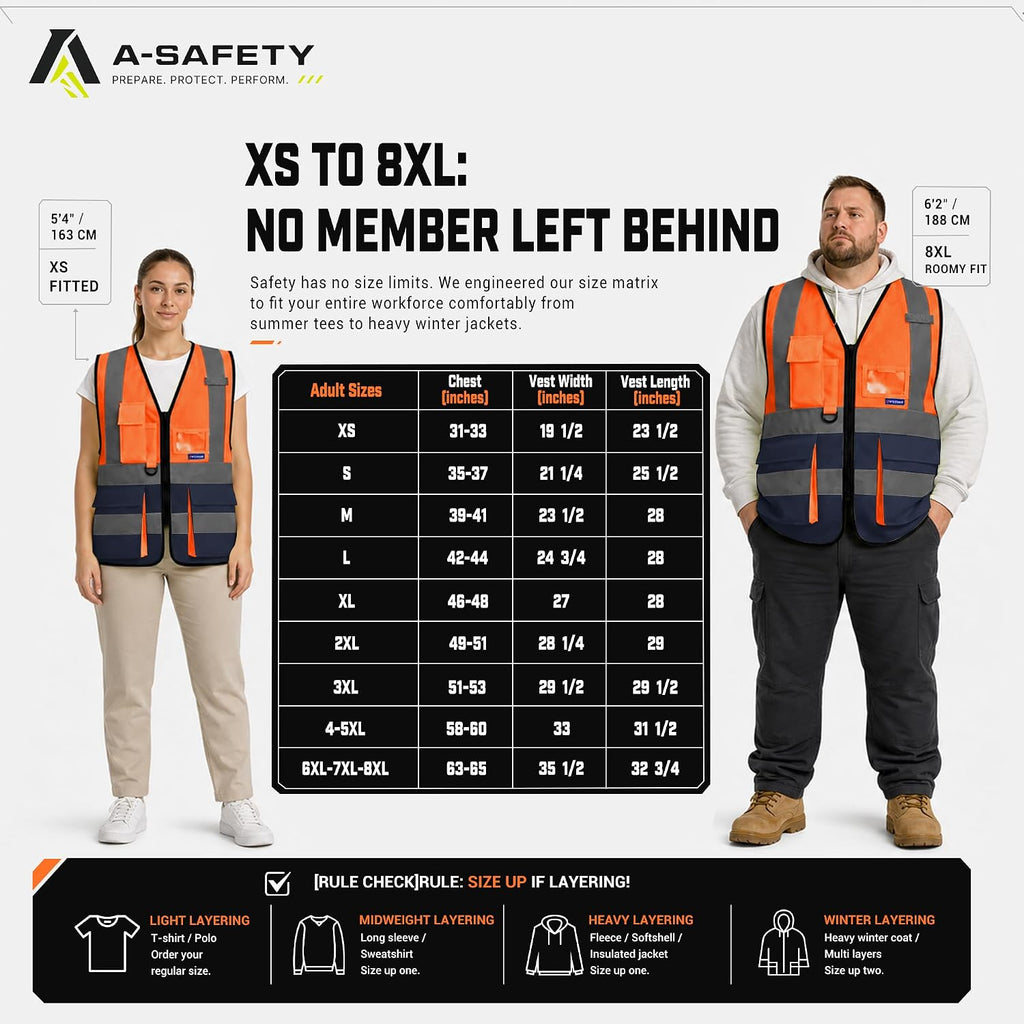 A-SAFETY High Visibility Reflective Safety Vest Customize Logo (XS-8XL)
