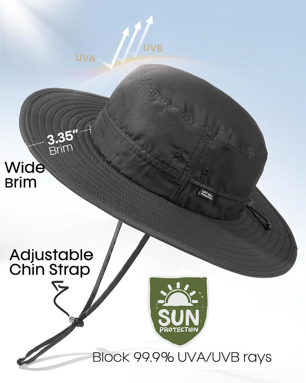 FURTALK Sun Hats for Men Women Packable Wide Brim Summer UV Protective Bucket Hat UPF 50+ Hat for Fishing Hiking