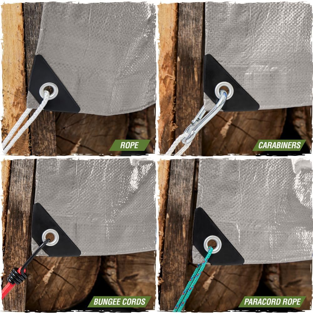 RUGGED RHINO Heavy Duty Waterproof Tarp Reinforced Corners 1 Pk 8x10 Silver