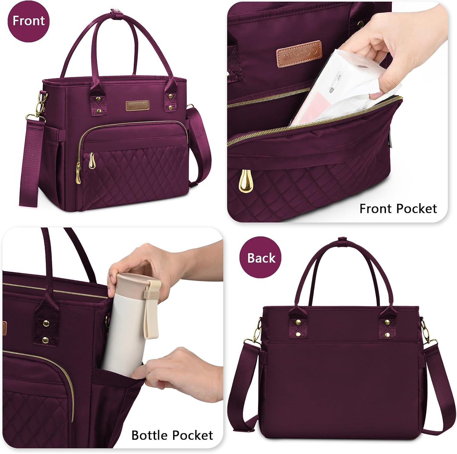 MIYCOO Insulated Lunch Bag Women, Large Tote Lunch Box for Work, 18L