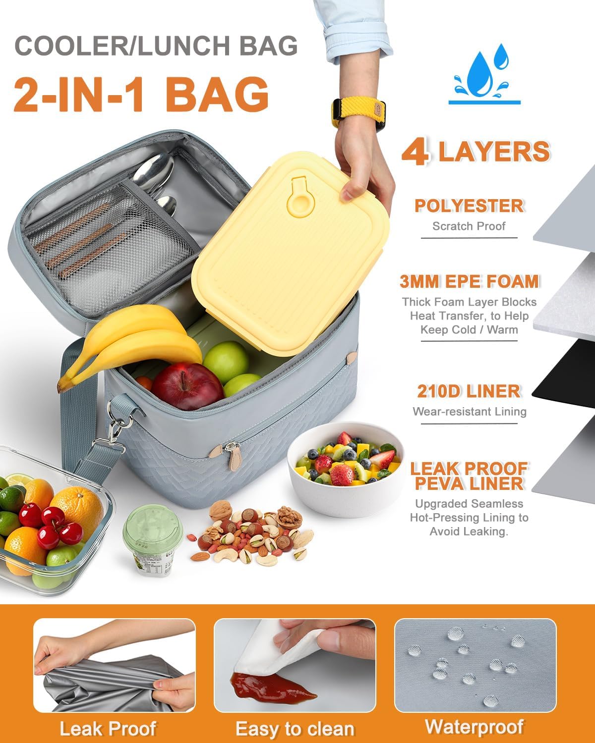 Capolo Lunch Bag for Women Men Insulated Lunch Tote Leakproof Lunchbox Bags