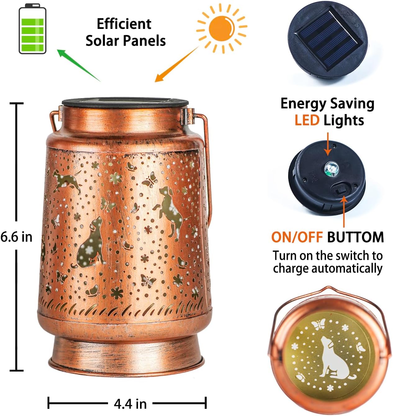Dog Solar Lanterns Outdoor Waterproof Hanging Solar Lights Labrador Dog Gifts for Women Men Metal Decorative LED Lanterns for Yard, Patio, Lawn, Pathway, Landscape, Garden Decor, Dog Lovers Gifts