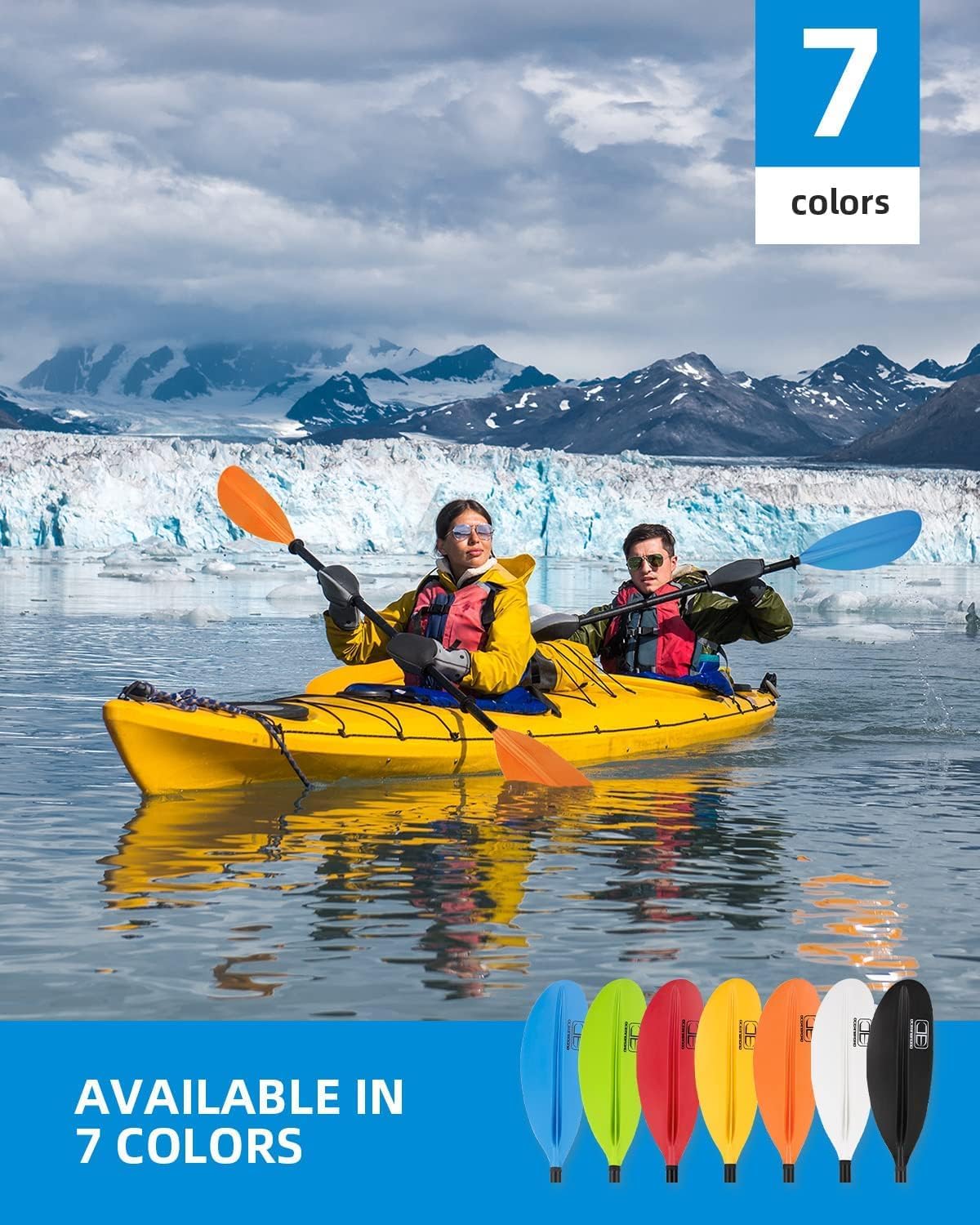 OCEANBROAD Carbon Fiber Kayak Paddle 90.5in/230cm, 86in/218cm for Adults Kayaking Boating Canoeing Oar with Paddle Leash