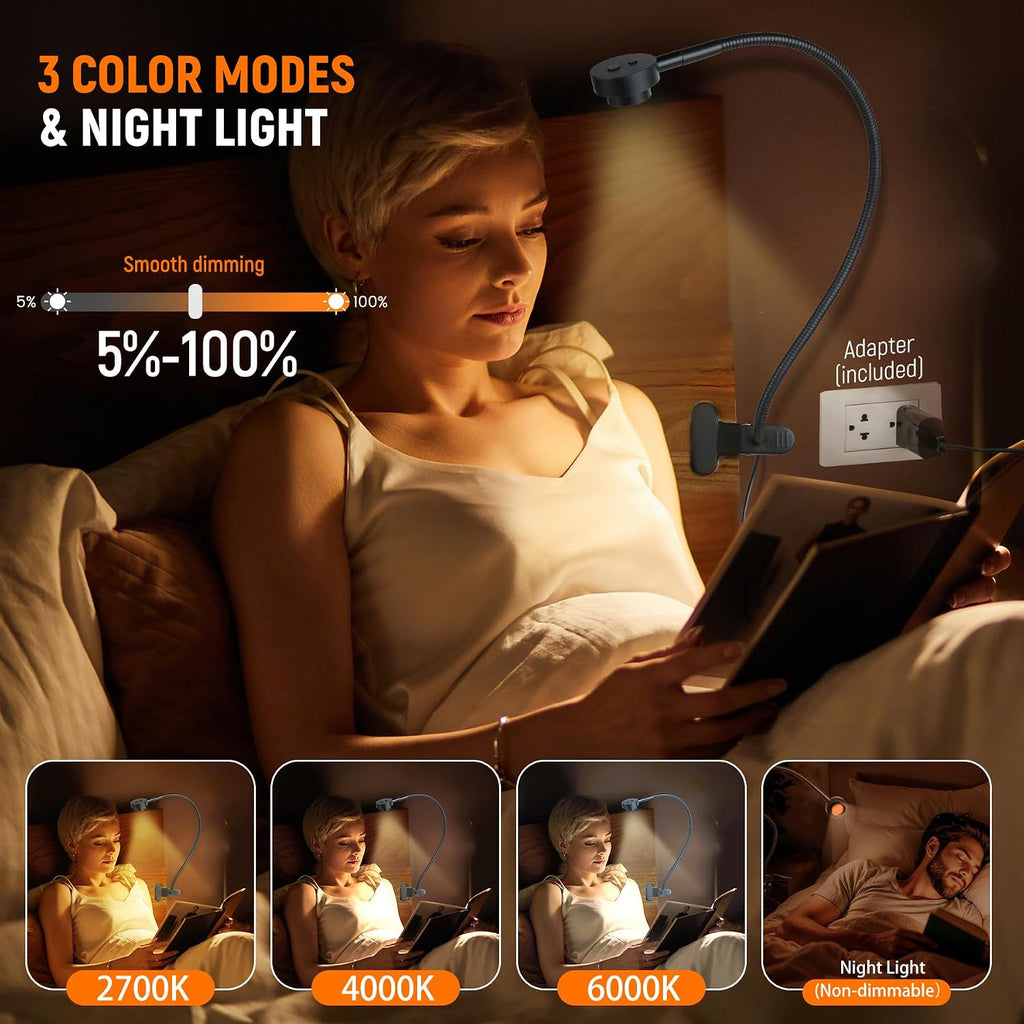 Flexible Clip On Headboard Reading Light for Bed