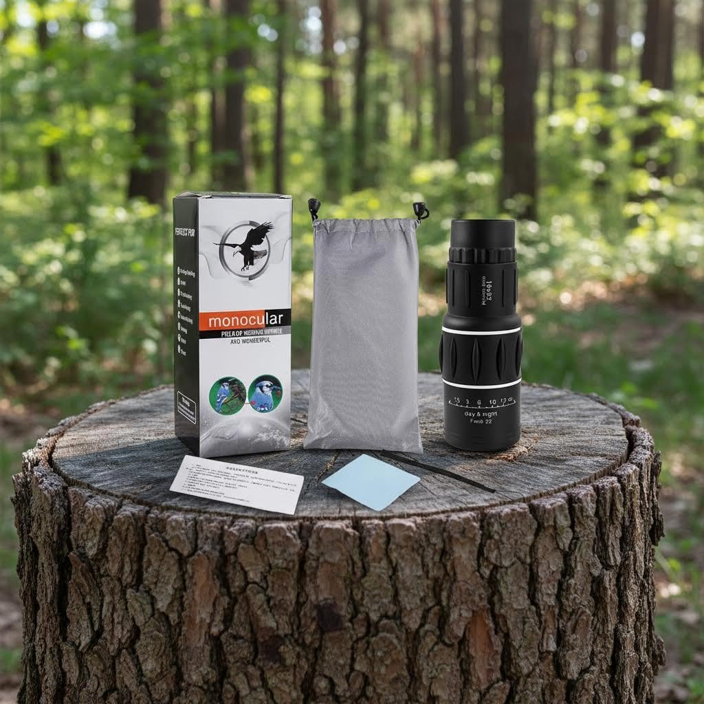 16x52 Monocular Telescope, Portable HD for Outdoor Bird Watching Black