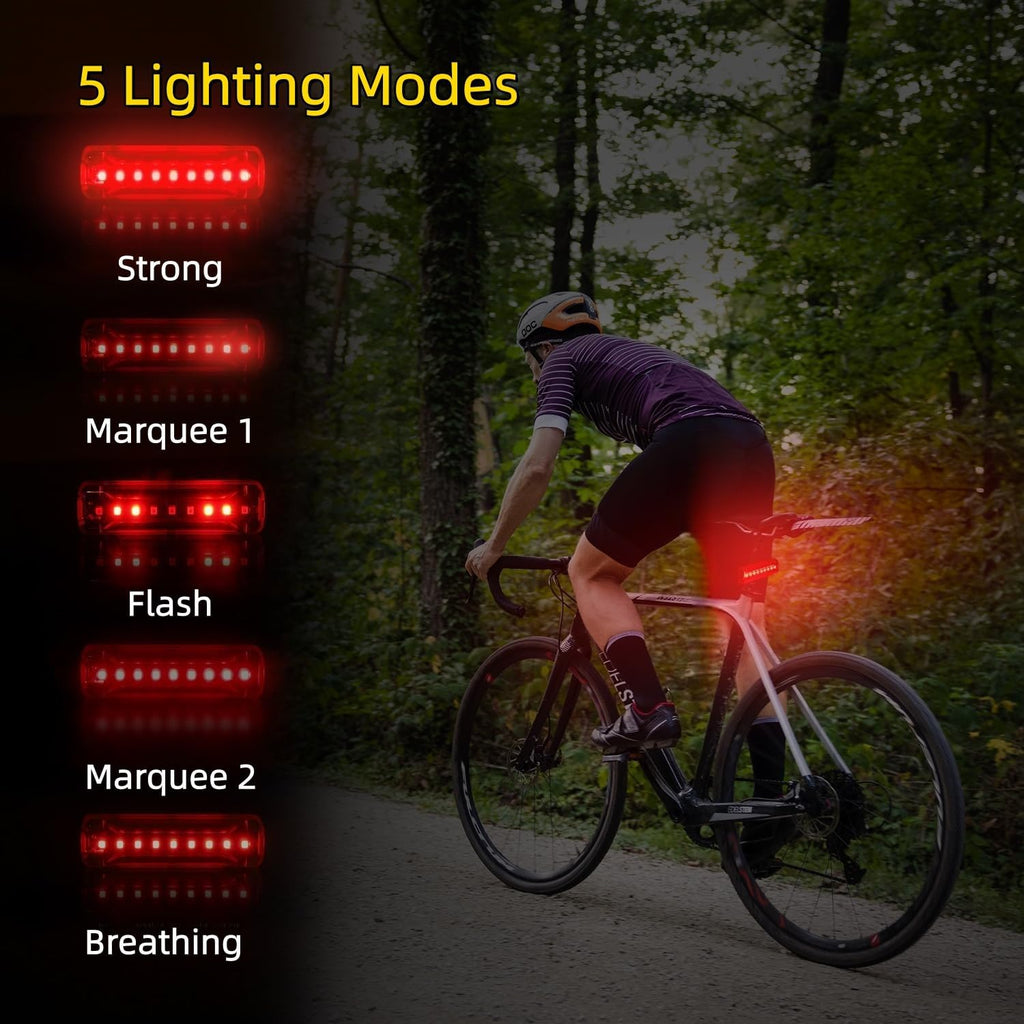 2 Pack LED Bike Tail Light,1200mAh Runtime 50 Hours,USB Rechargeable Bicycle Rear Light,IPX5 Waterproof,5 Light Modes for Adults Kids Men Women Road Mountain