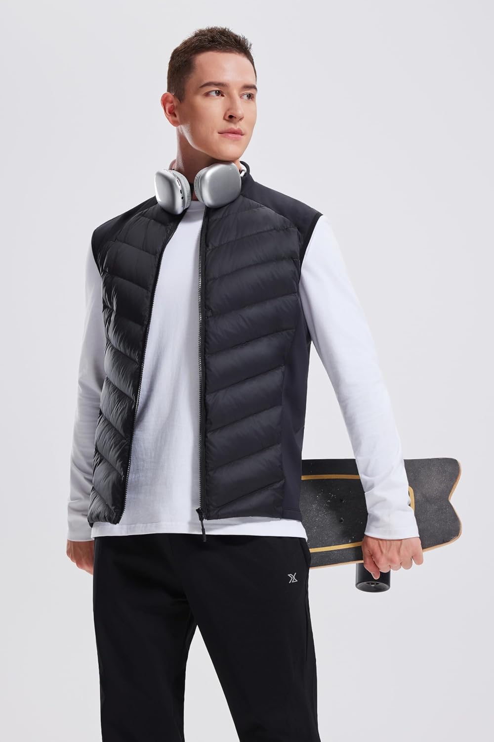 AFZ Men's Lightweight Puffer Vest 800FP Winter Down Vest Sleeveless Quilted Water Resistant Running Jacket with Pockets