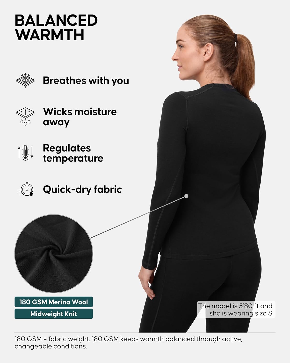DANISH ENDURANCE Merino Wool Long Sleeve Shirt for Women, Base Layer