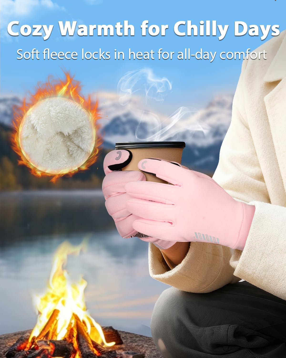 RIGWARL Upgraded Wool Winter Gloves for Cold Weather, Womens Gloves with Touchscreen, Thermal Warm Drving Glove for Running Hiking Walking Camping Skiing Biking Snow, Gifts for Women