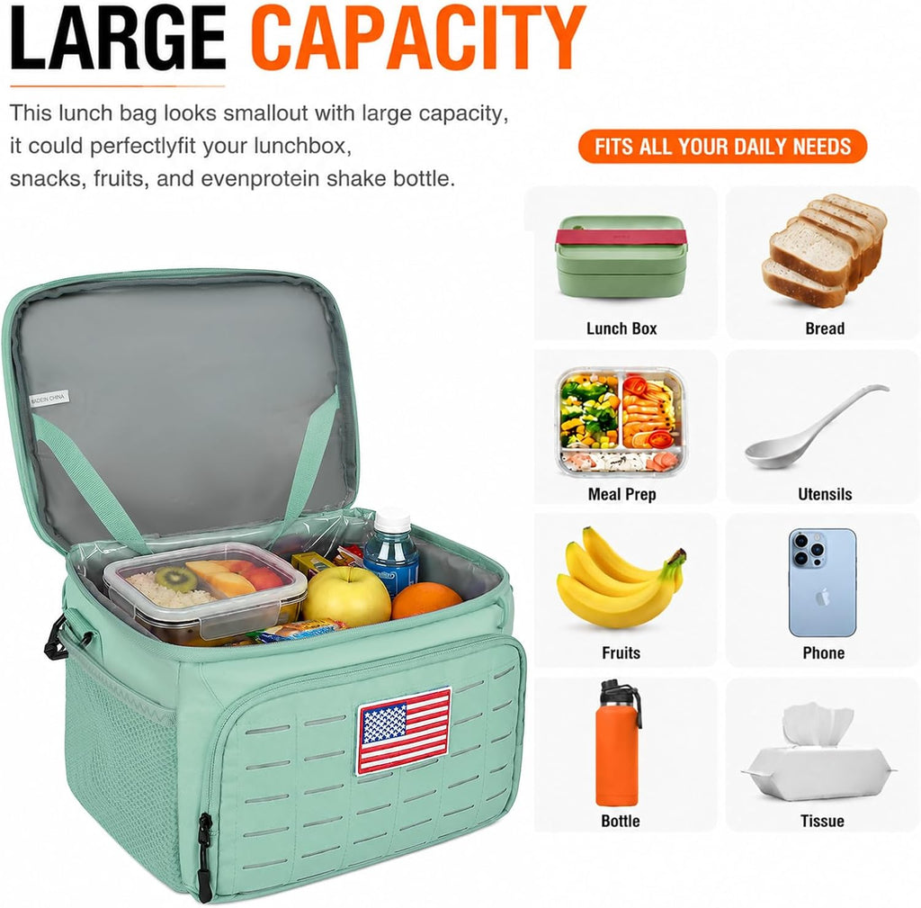 Goloni Lunch Box for Men & Women, Small Cooler Soft Thermal Leakproof Bag with Shoulder Strap, Multi-Pockets for Picnic, Beach, Camping