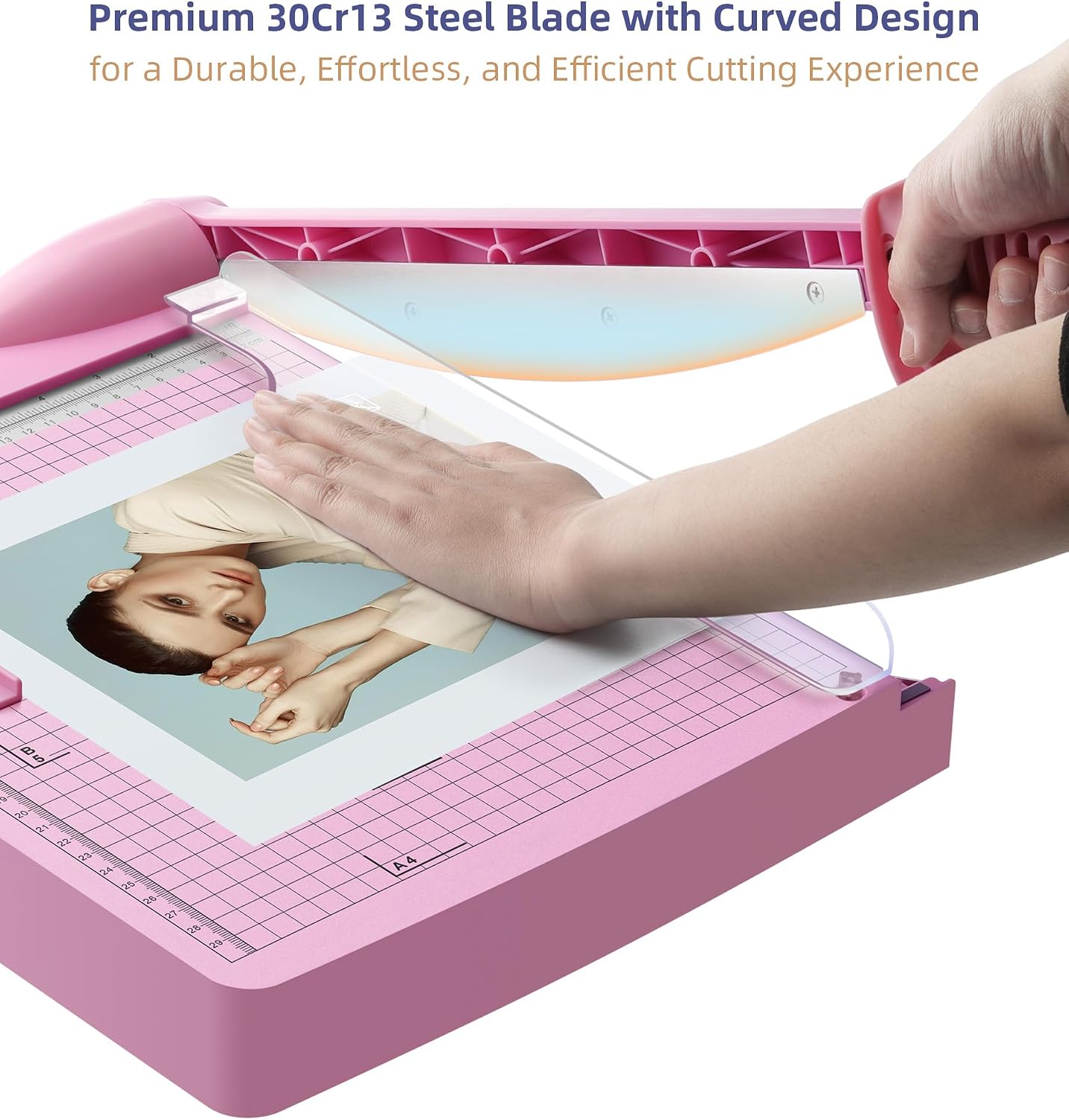 Firbon 12 Inch Guillotine Paper Cutter, Heavy-Duty Paper Trimmers, Pink