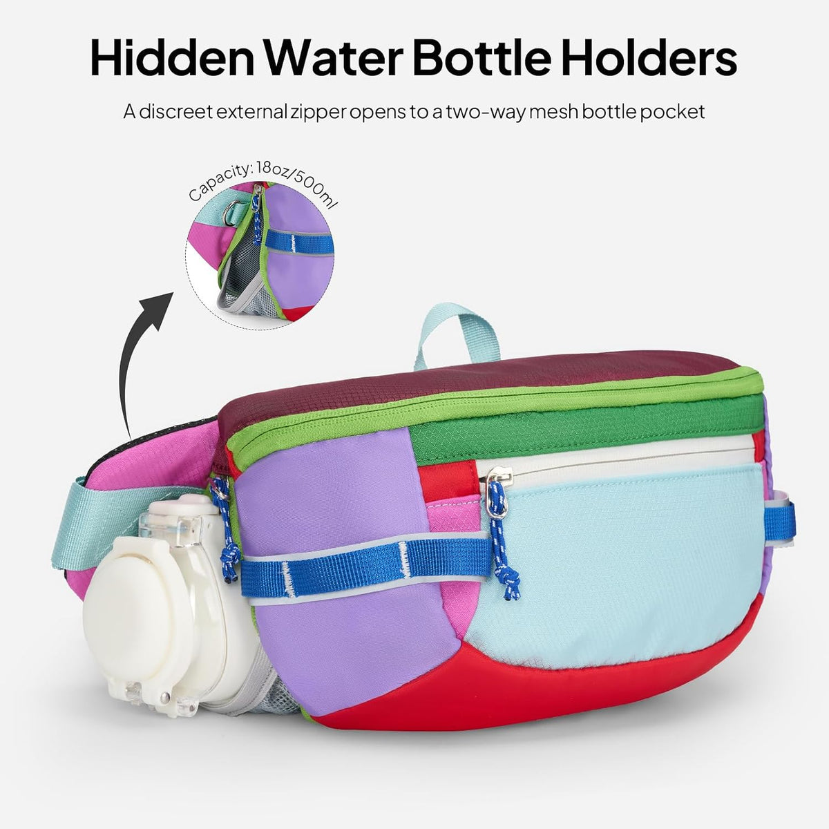 TOPEAST Fanny Pack 5L Large Capacity Waist Pack with Water Bottle Pocket