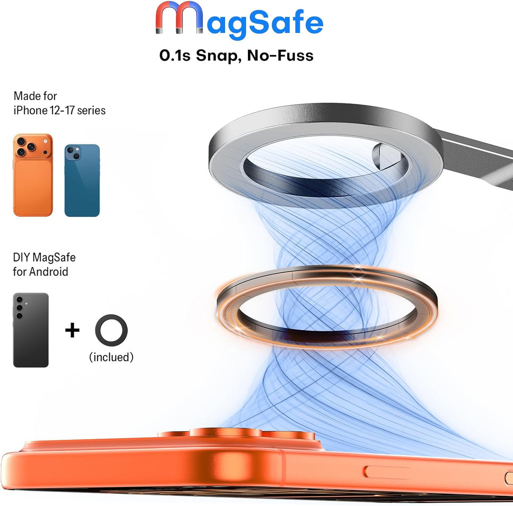 OMOTON TP06-E [3-Adjust] Sturdy Magnetic Phone Tripod for iPhone 17, Sliver