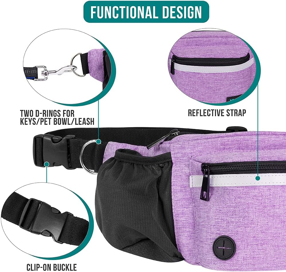 PetAmi Dog Fanny Pack, Treat Pouch for Dog Walking Training, Purple