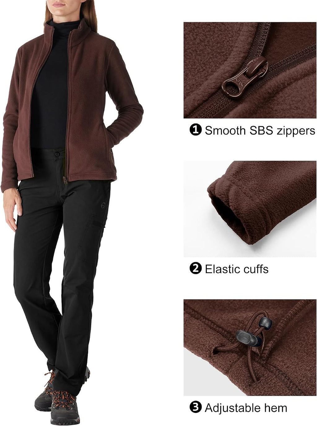Outdoor Ventures Women's Lightweight Warm Polar Fleece Jacket Zip Up