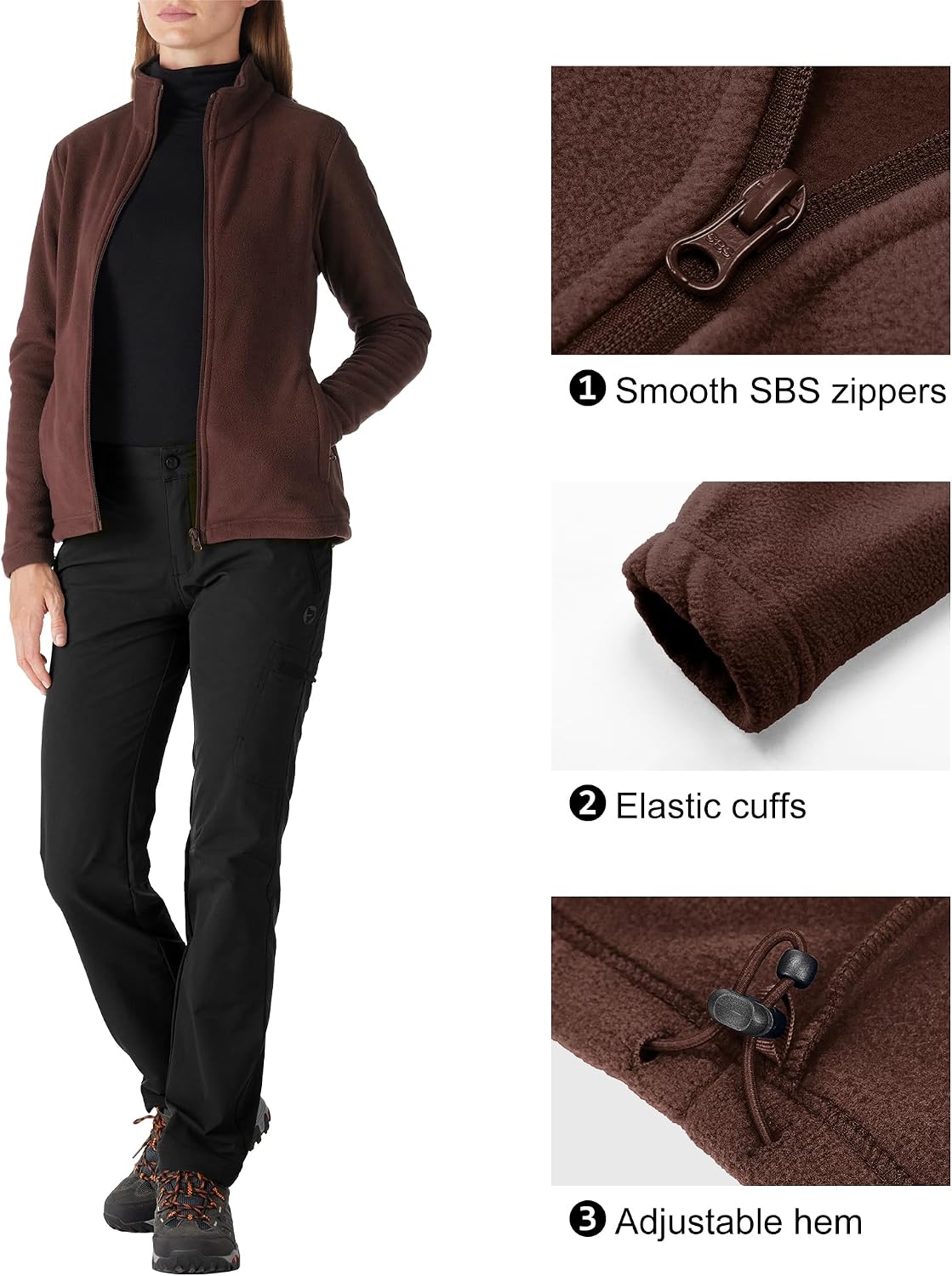 Outdoor Ventures Women's Lightweight Warm Polar Fleece Jacket Zip Up
