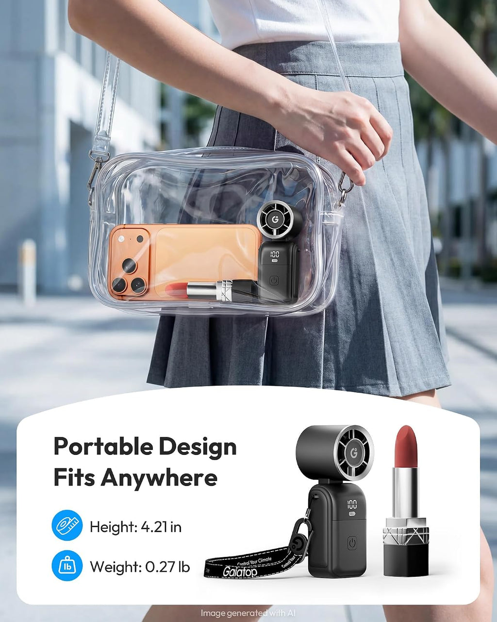 Gaiatop Portable Mini Fan Handheld, 3-in-1 Foldable Pocket Fan, Up to 15H
