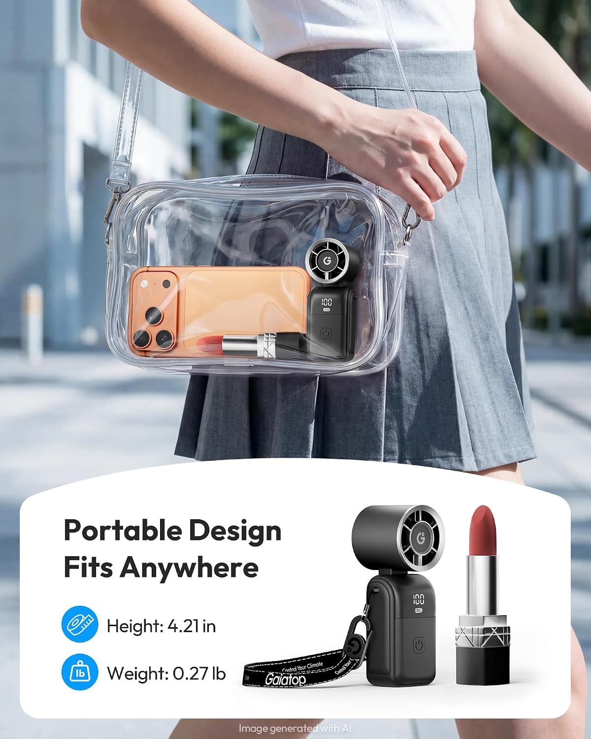 Gaiatop Portable Mini Fan Handheld, 3-in-1 Foldable Pocket Fan, Up to 15H