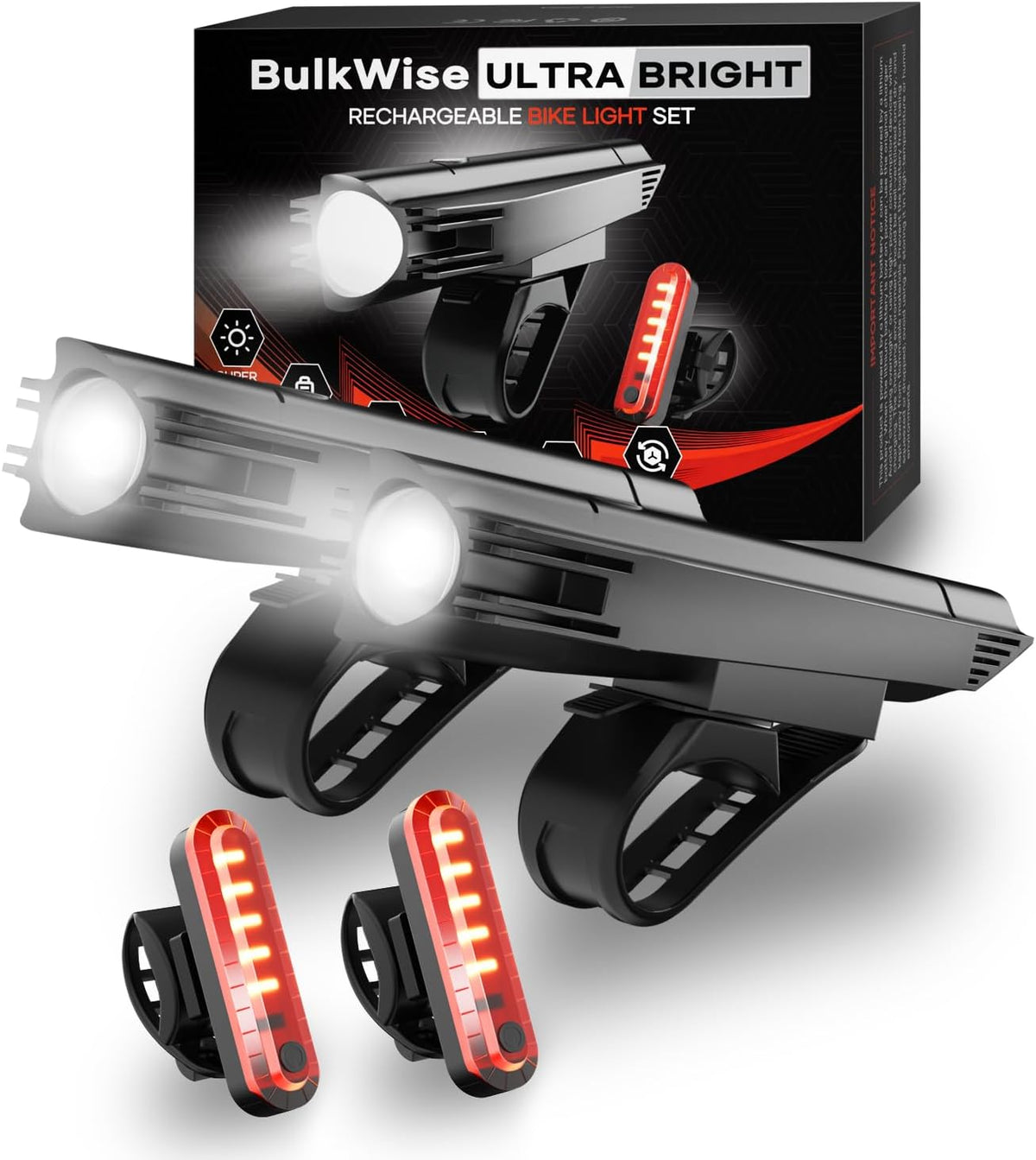 Rechargeable Bike Lights Powerful Headlight and Taillight Set