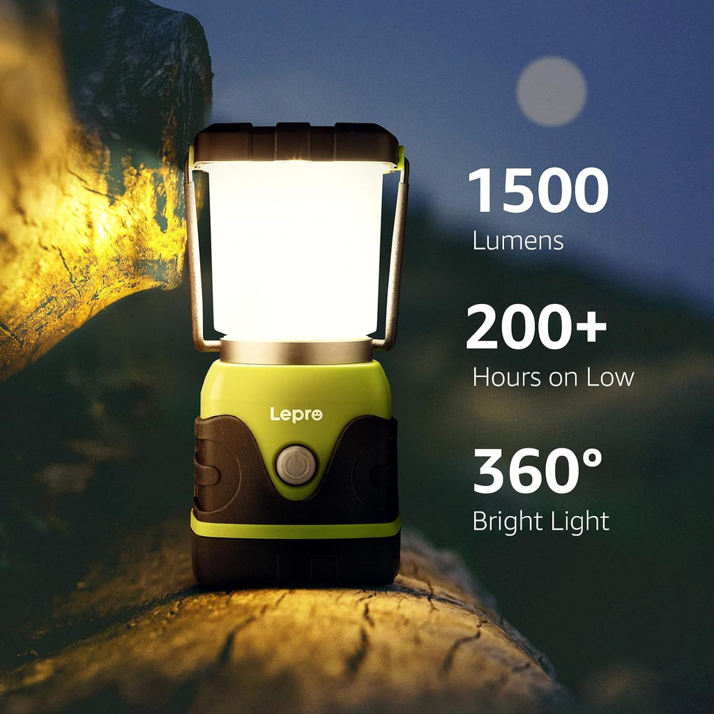 Lepro 1500LM Battery Powered LED Camping Lantern with 4 Light Modes
