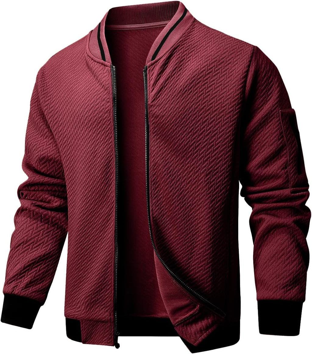 Wizoat Mens Casual Jacket Loose Fit Lightweight Jacket Varsity Bomber Jacket with Zipper