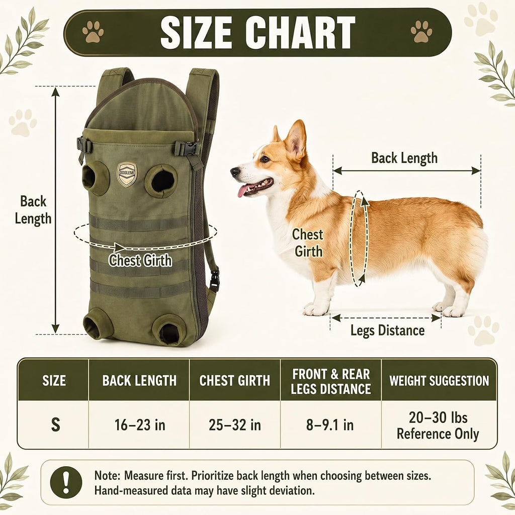 Dog Carrier Tactical Backpack for Medium Large 26-40lbs, Green