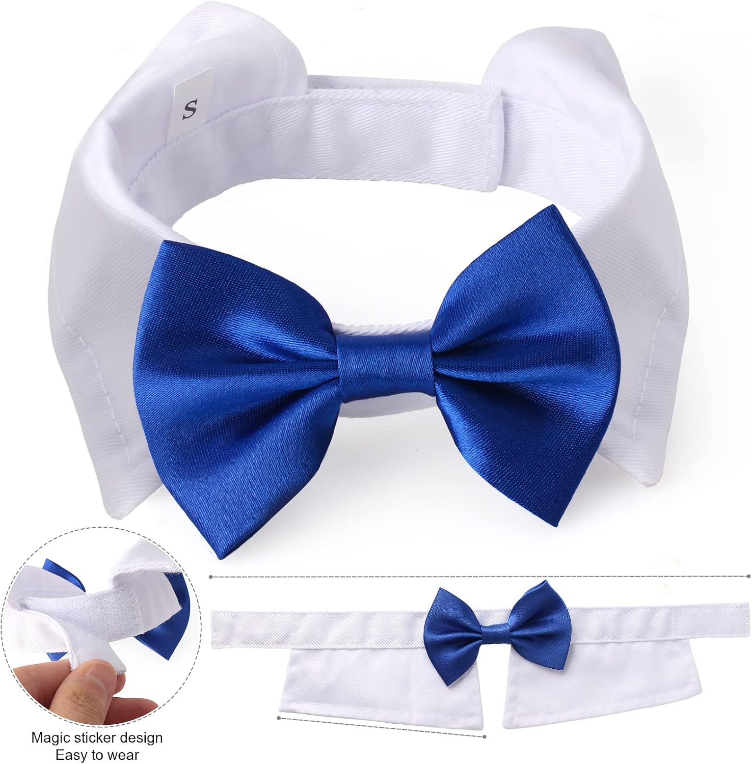 Yewong 2-Piece Pet Formal Accessories Set - Top Hat with Formal Necktie/Bowtie for Dog & Cat (Blue Bowtie Collar) - One Size
