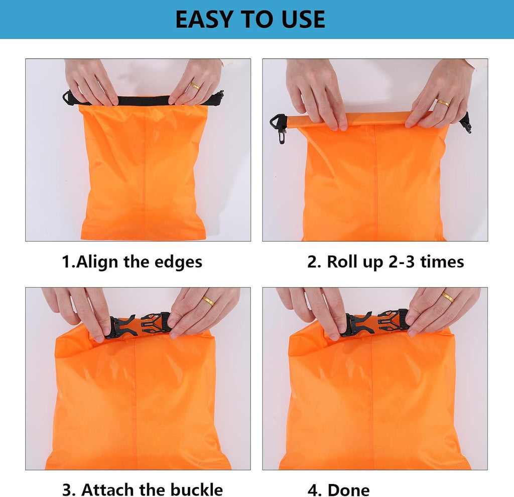 Pimoys Dry Bag, 6-Pack Ultralight Dry Sack, Outdoor Roll Top Drybags