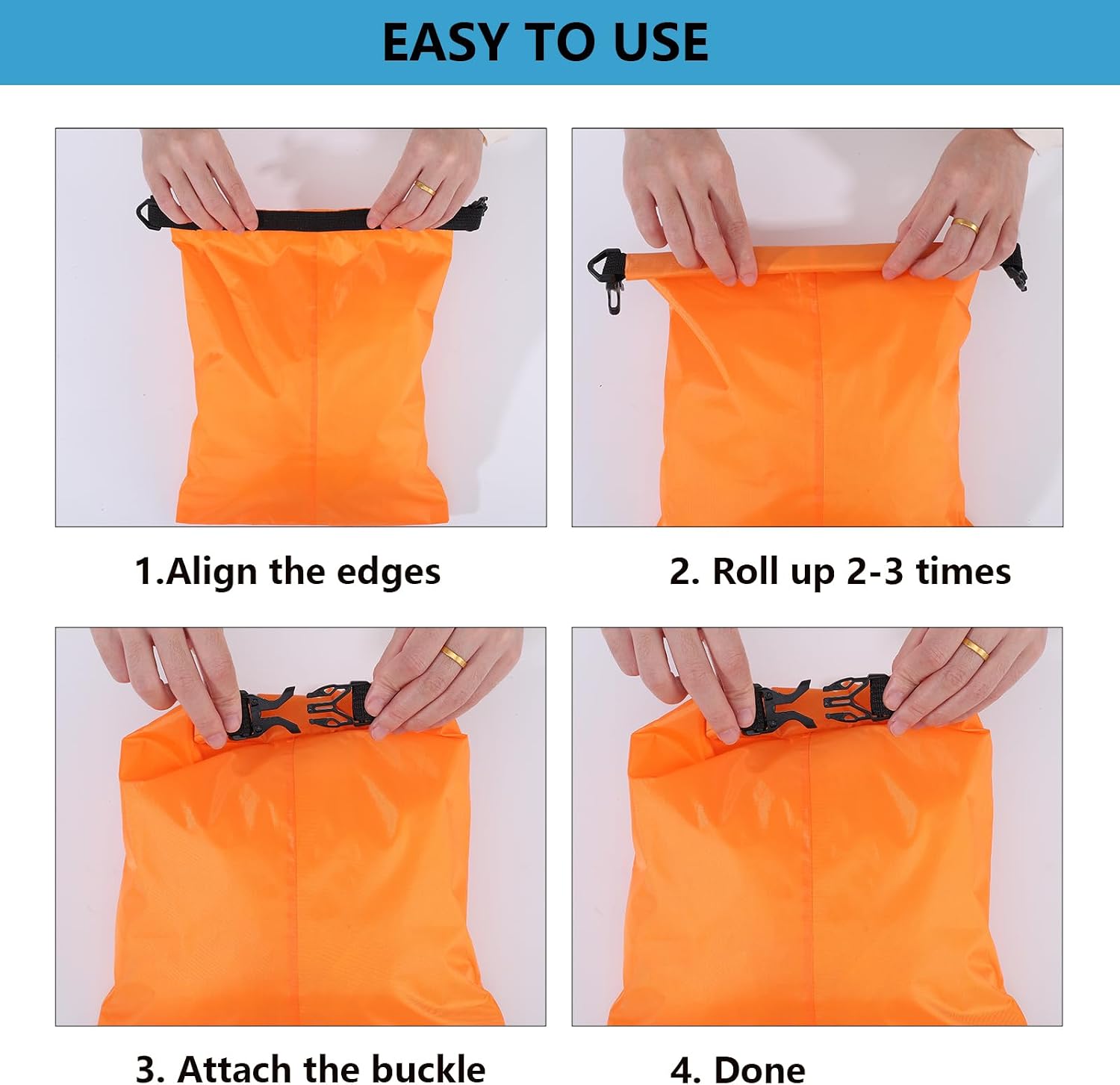 Pimoys Dry Bag, 6-Pack Ultralight Dry Sack, Outdoor Roll Top Drybags