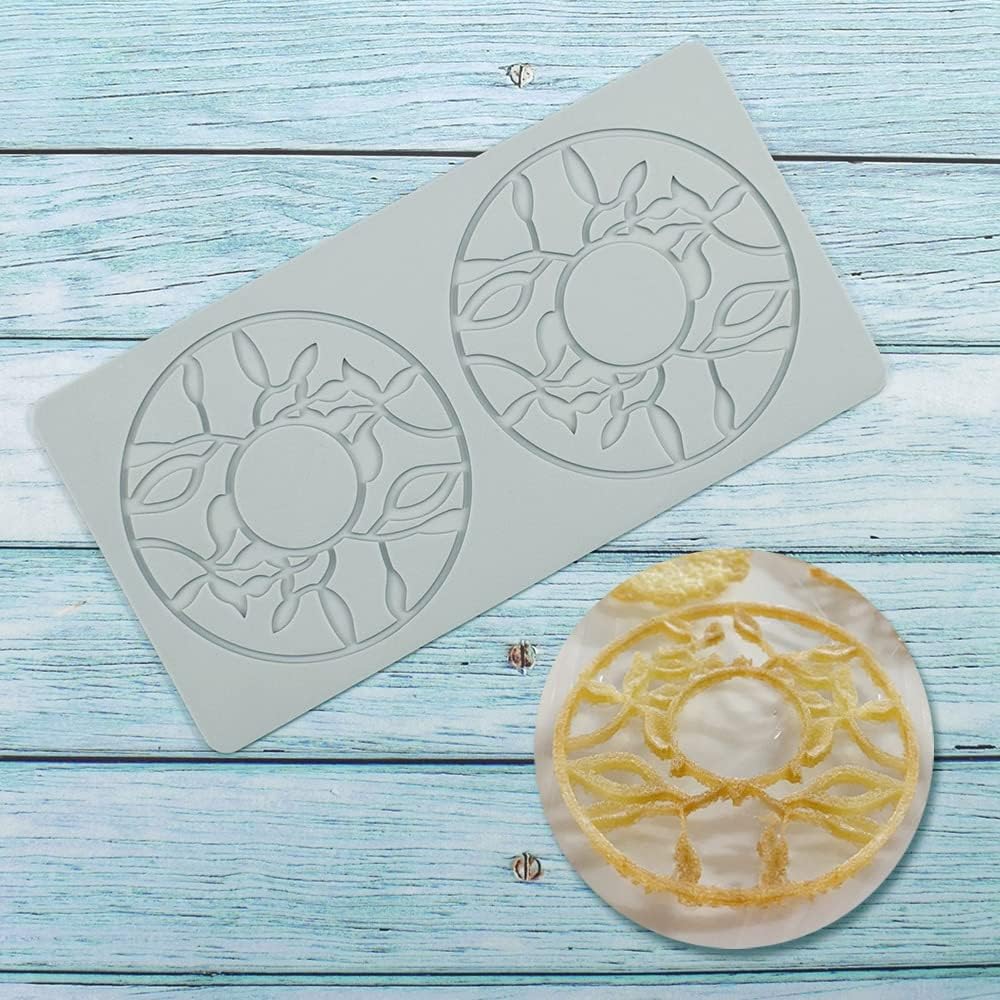 Hollow Leaf Silicone Molds Lover Heart Chocolate Molds Geometry 3D Silicone Mould Chocolate Candy Leaf Mold Sugar Craft Cake Decoration Cupcake Top (Q_Sun_10*5.24 * 0.12inch)