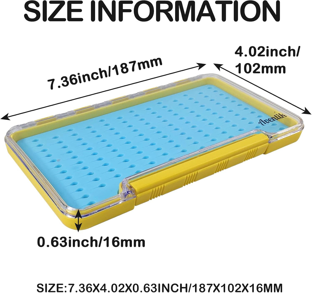 Aventik Silicone Fly Boxes Super Slim Waterproof Best Pocket Sizes Fly Fishing Storage 7.36"X4.02"X0.63"/5.39"X3.74" X0.63'' (2PC-G048LT blue silicone:7.36"X4.02"X0.63")