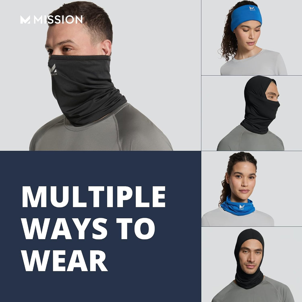 MISSION Multi-Use Neck Gaiter Face Mask for Ski & Outdoors, UPF 50, Breathable Lightweight Fabric
