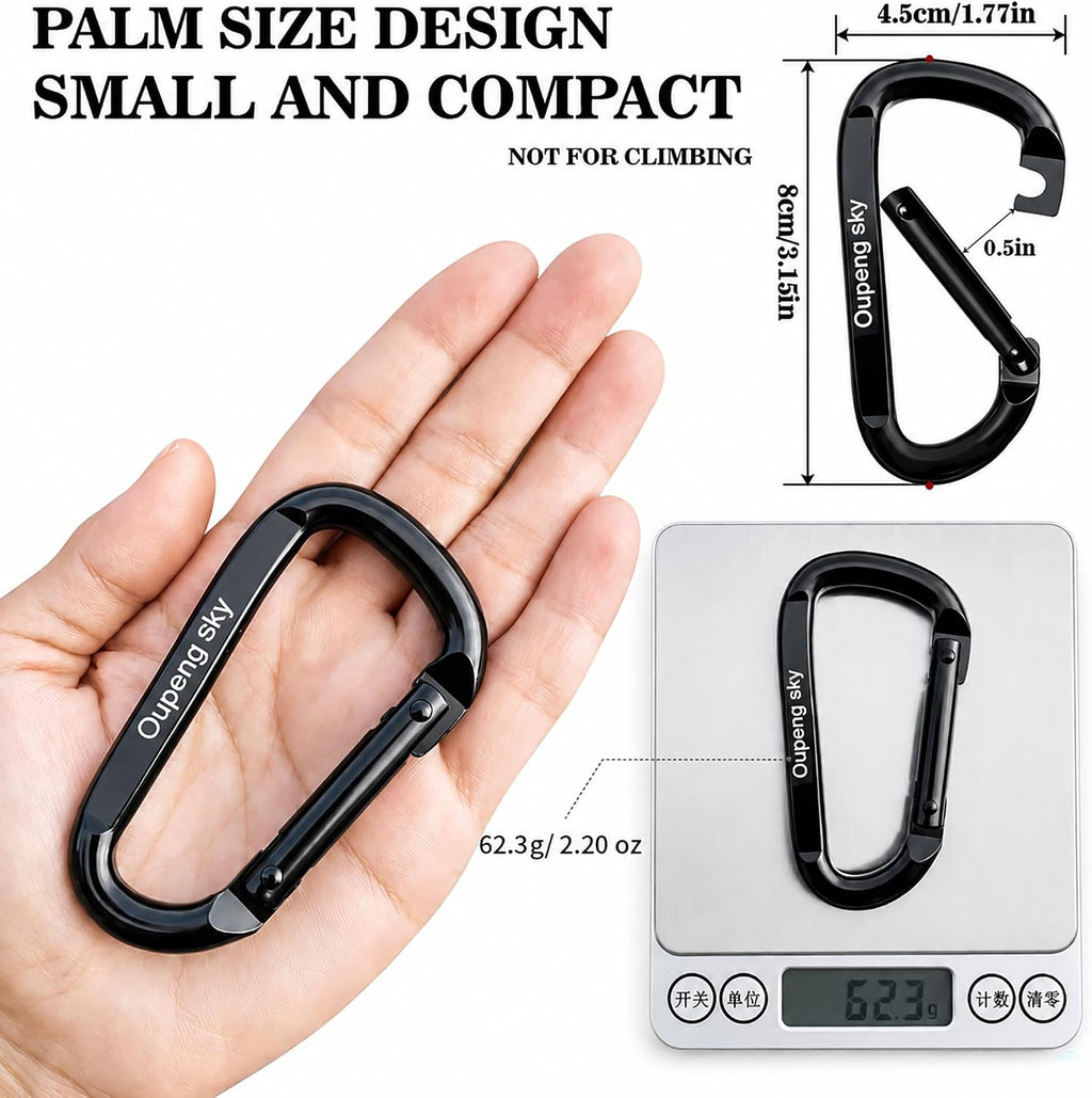 Carabiner Clip, 3" Iron Heavy Duty Carabiners 855lbs-11KN/2475lbs for Hammocks, Hiking,Keychains,Camping Accessories,Outdoors and Gym etc,D Shaped Spring Hook Small Carabiners for Dog Leash,Harness.