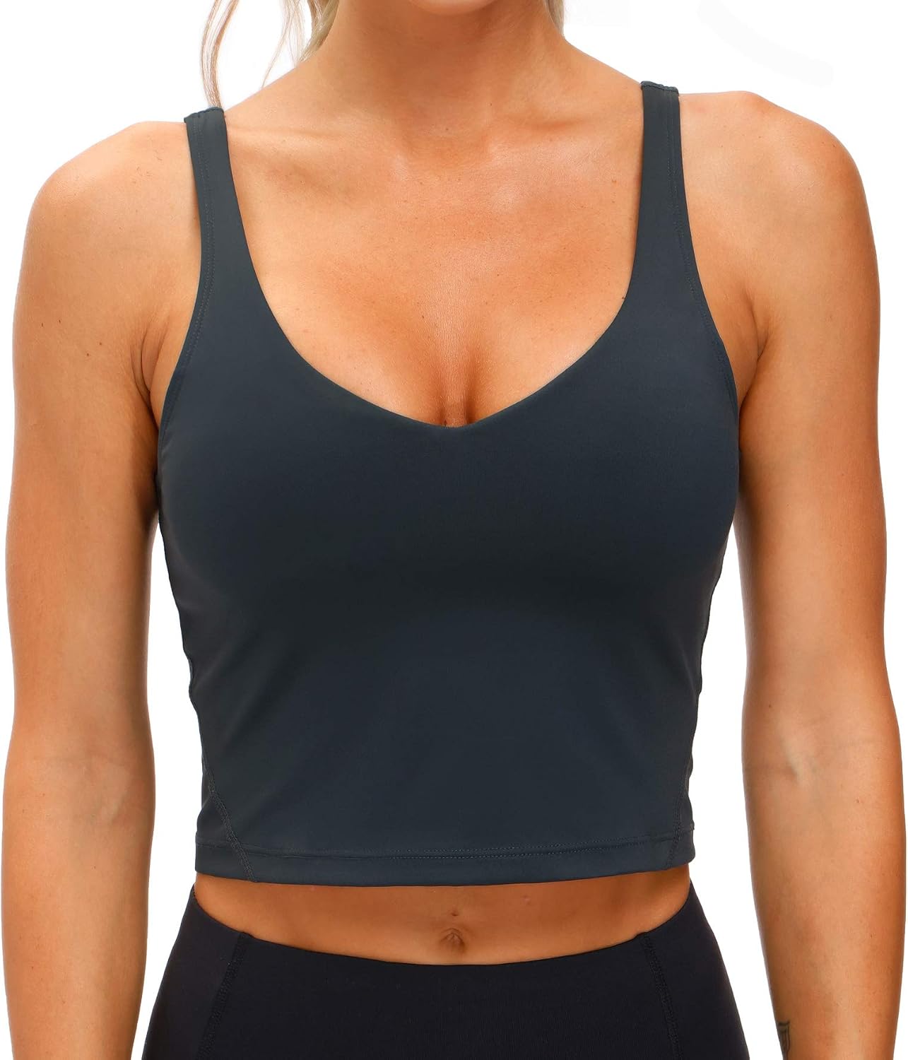 THE GYM PEOPLE Women’s Longline Sports Bra Wirefree Padded Medium Support Yoga Bras Gym Running Workout Tank Tops