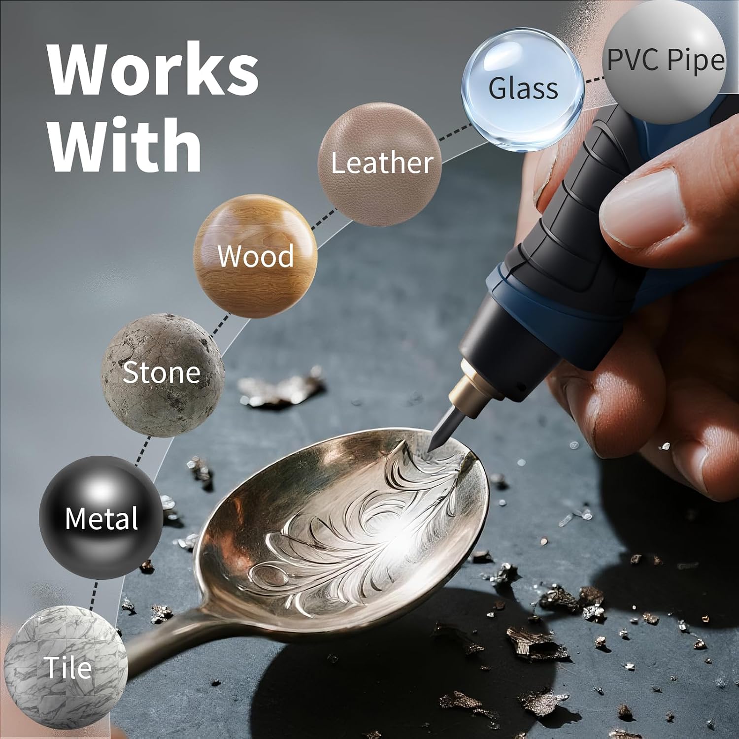 Engraver Pen, 25W 6 Speed Engraving Pen for Metal, Wood, Glass and Plastic, Handheld Engraving Etching Tool with Tungsten Carbide Steel Bit and Hex Key