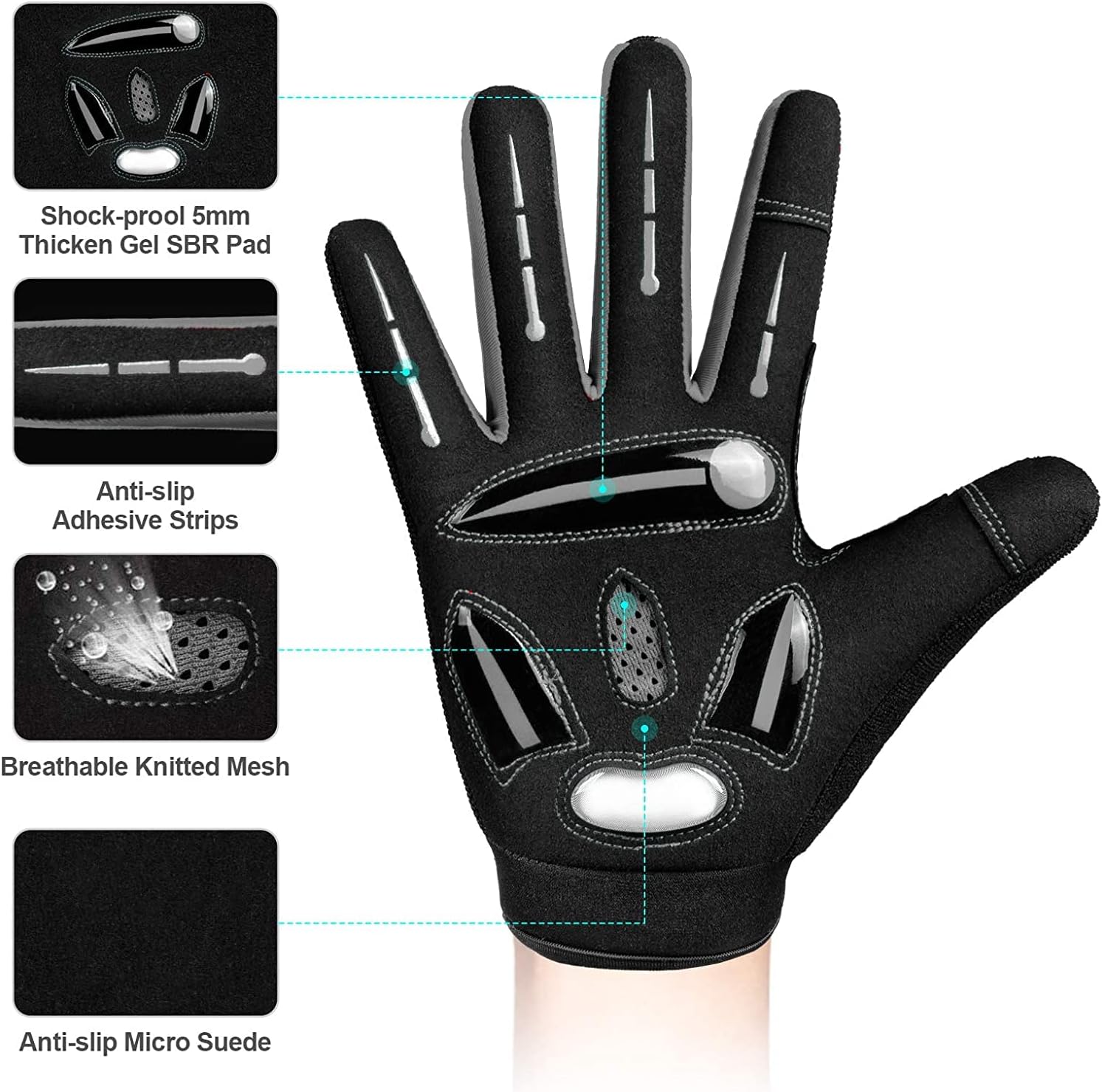 Cycling Gloves Men Women,Touchscreen Full Finger Mountain Bike Gloves