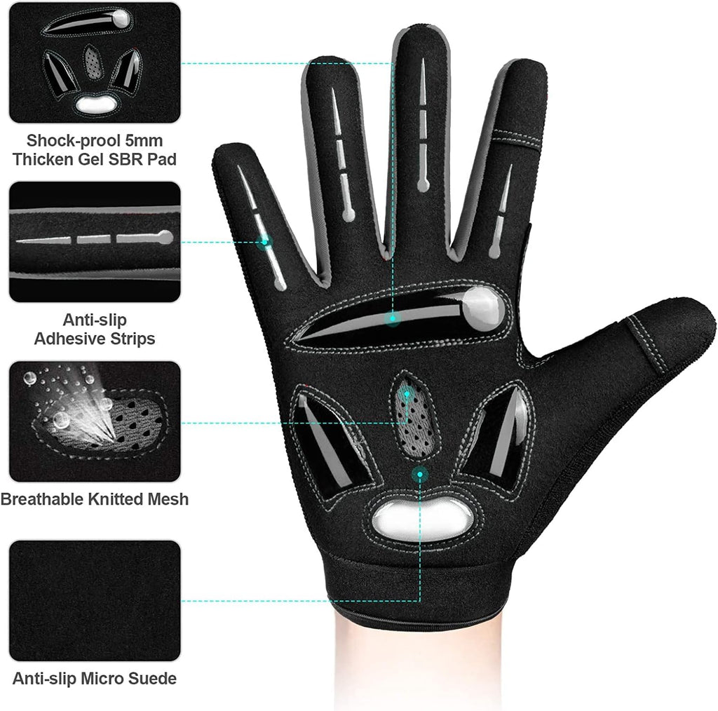Cycling Gloves Men Women,Touchscreen Full Finger Mountain Bike Gloves