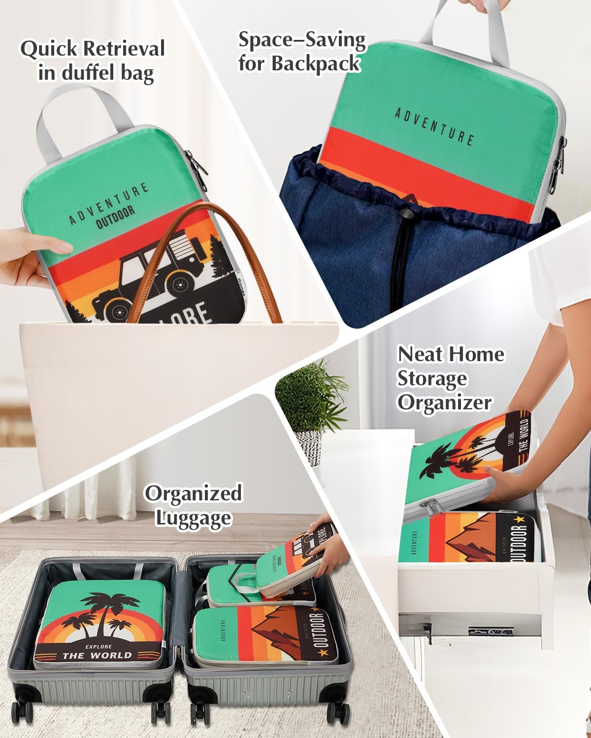 Gonex 6-Piece Compression Packing Cubes with Shoe & Laundry Bags