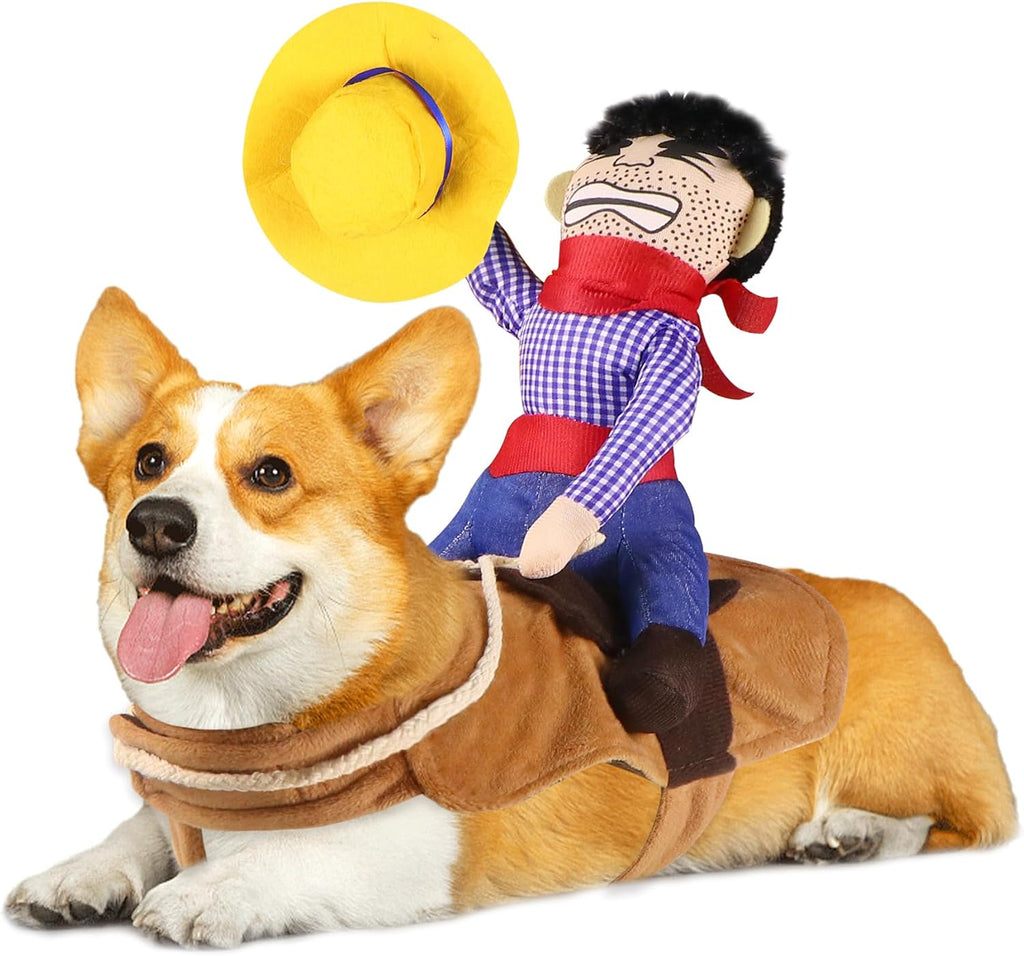 GOYOSWA Dog Cowboy Costume, Dog Halloween Costumes Cowboy Rider Dog Costume Funny Dog Costume for Small Medium Large X-Large Dogs (XX-Large)