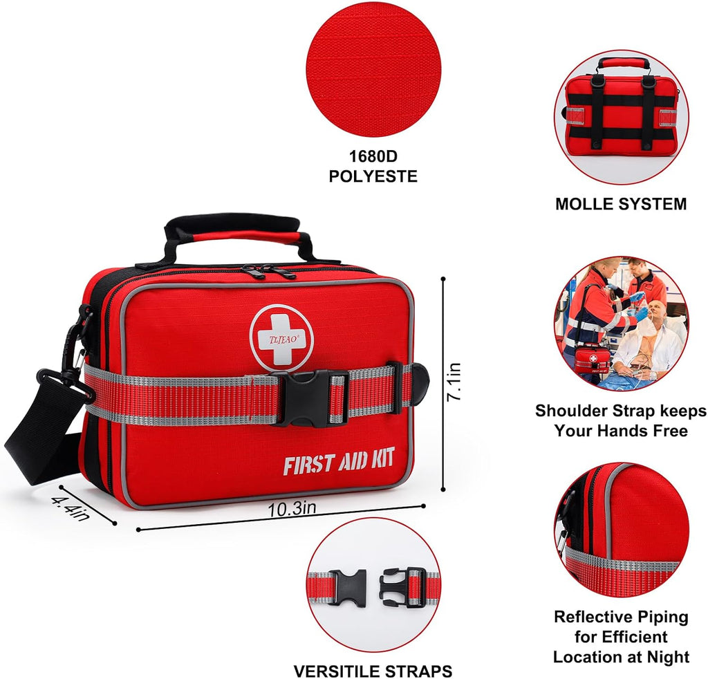 Large 430-Piece Emergency First Aid Kit for Home, Car, Camping