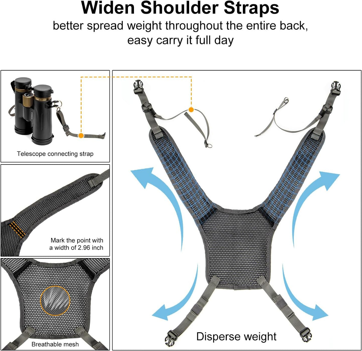 MOXULE Binocular Harness Chest Pack: Bino Case, Magnetic Lid, Rain Cover