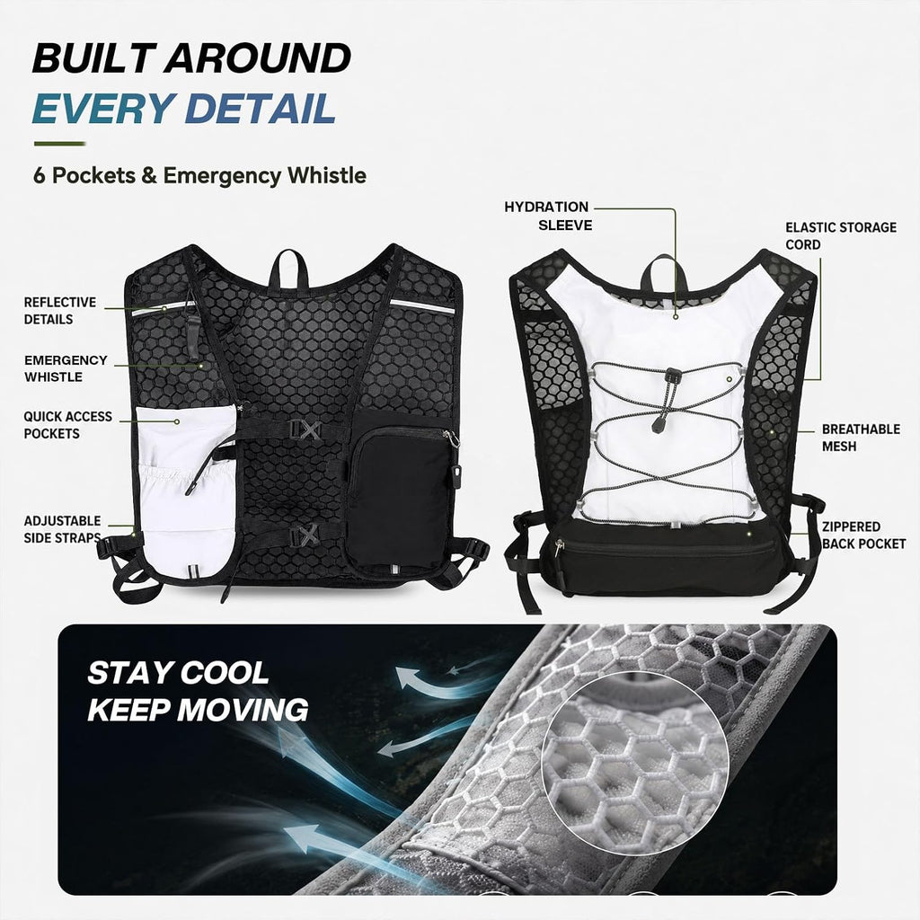 Running Vest with 2L Hydration Bladder Lightweight Pack