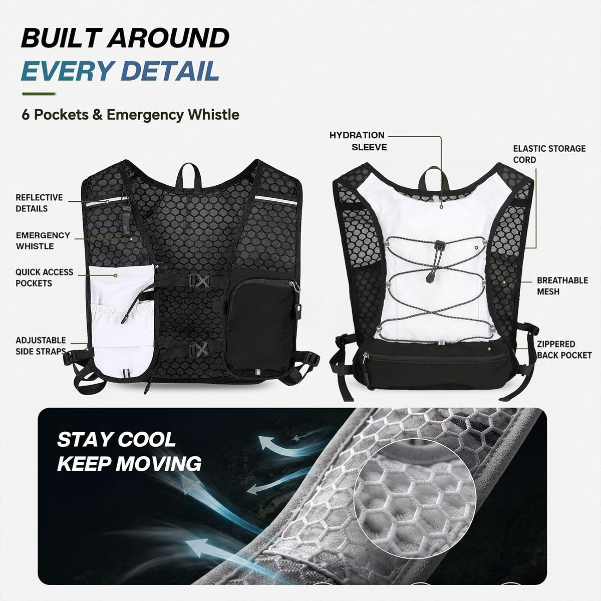 Running Vest with 2L Hydration Bladder Lightweight Pack