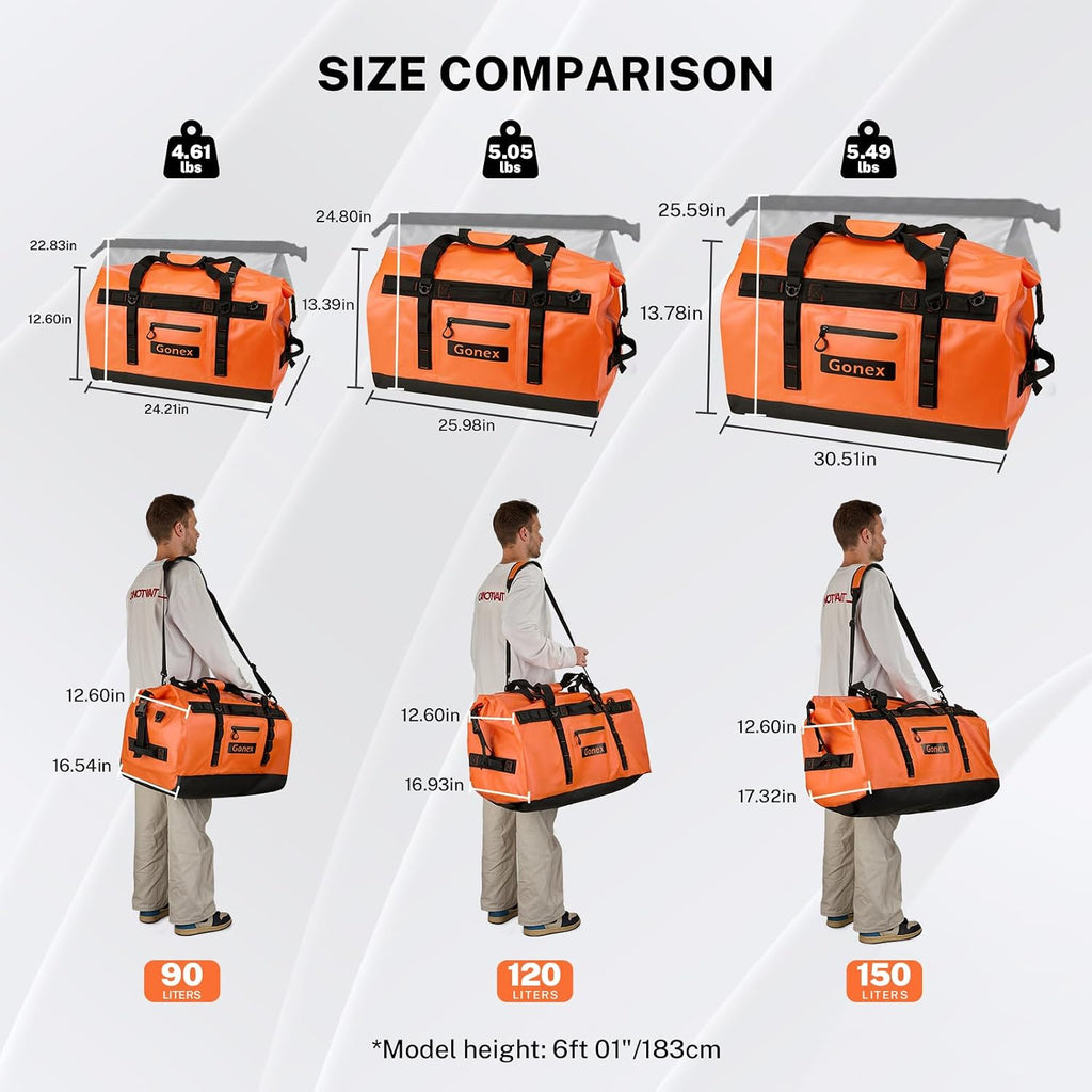 Gonex Waterproof Duffel Bag, 150L Heavy Duty Dry Bag, Reinforced Bottom