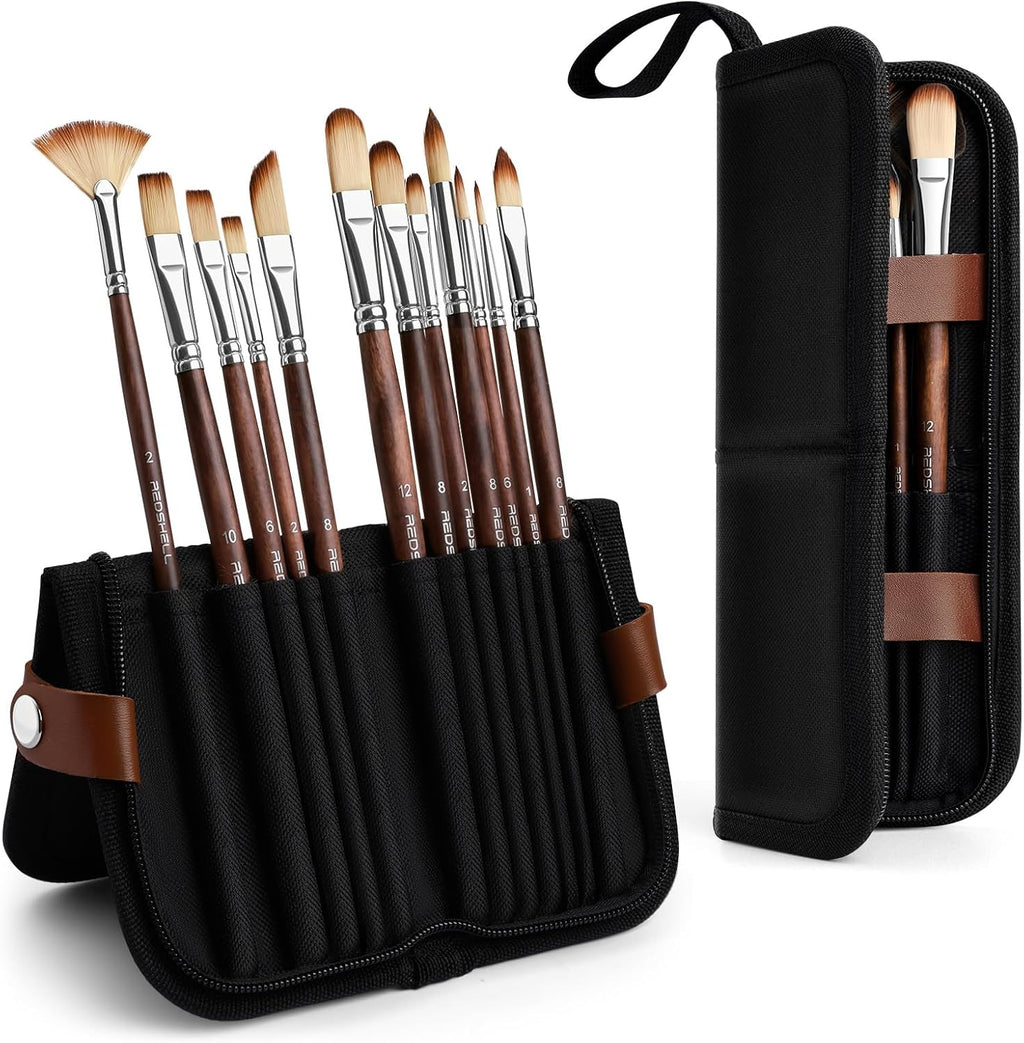REDSHELL 26pcs Paint Brush Set, Acrylic Oil Painting Brushes for Artists