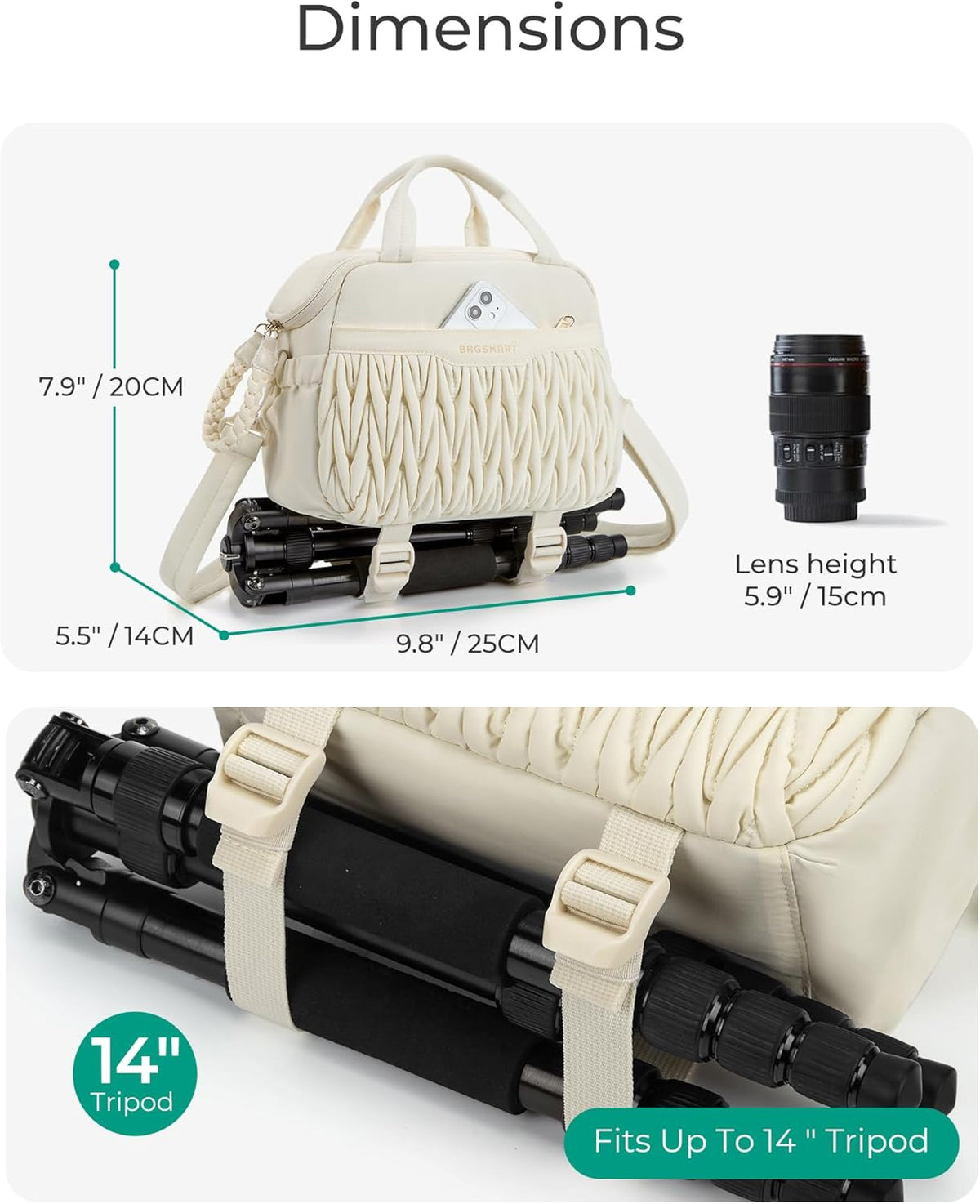 BAGSMART Camera Sling Bag, Portable Small Camera Bags for Photographers with Tripod Holder, Waterproof DSLR/SLR/Cute Camera Case for Women with Rain Cover, Compatible with Sony Canon Nikon, Camel