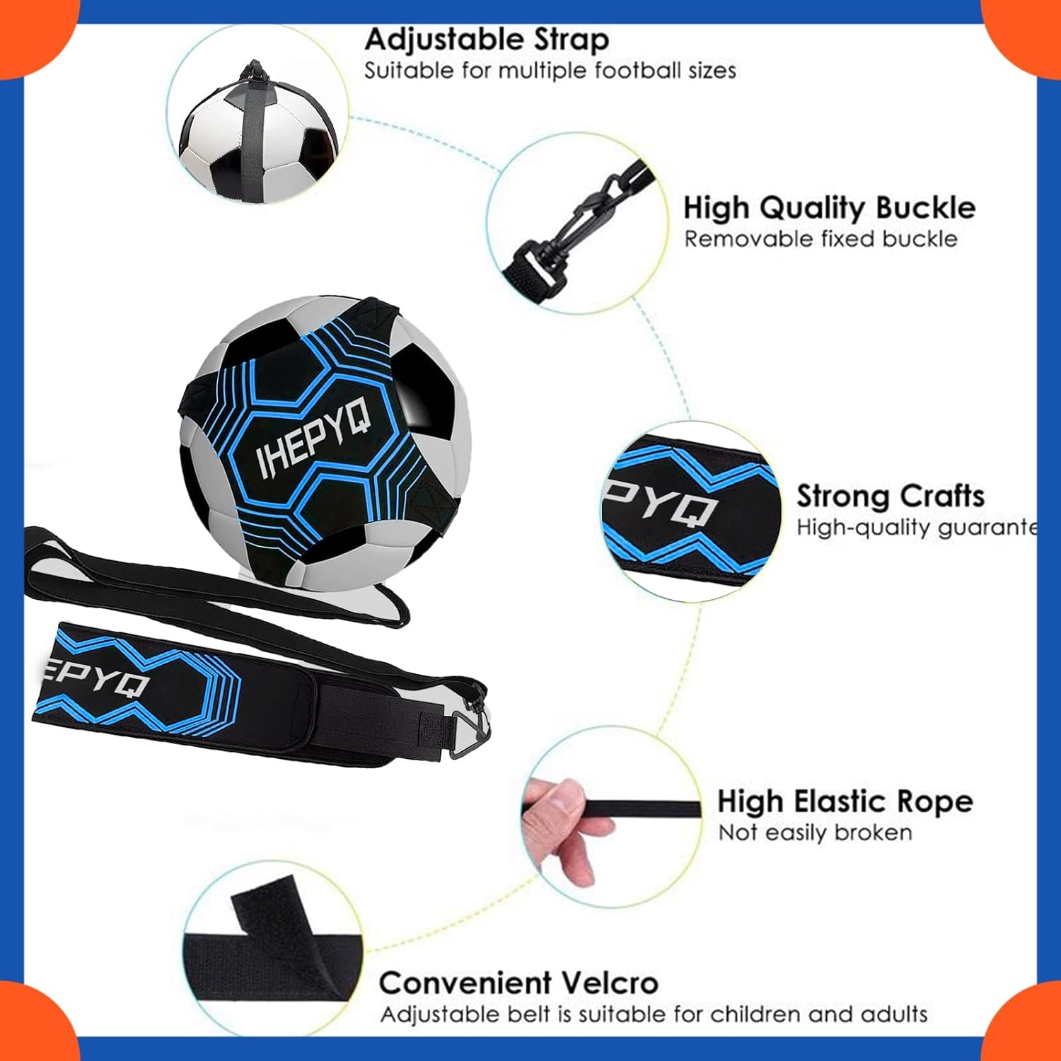 IHEPYQ Soccer Agility Training Equipment Set, 12 Rung 20Ft Agility Ladder, 12 Disc Cones, 4 Steel Stakes, Solo Soccer Trainer, Jump Rope - Speed Training Equipment for Soccer Football Basketball