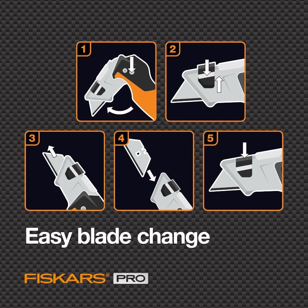 Fiskars Pro Folding Utility Knife, Dual-Lock, 4.5" Folded Size