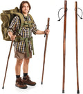 2 Pack Wood Walking Stick, 48 in Natural Wooden Walking Cane, Rustic Cedarwood Hiking Sticks Trekking Poles with Wrist Strap and Rubber Tip for Outdoor Activities, Women, Men